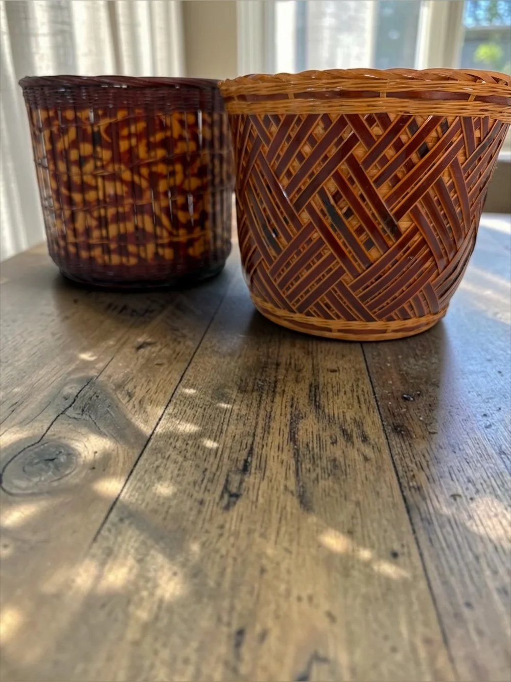 Vintage Woven Wicker Flower Pot Basket Holders